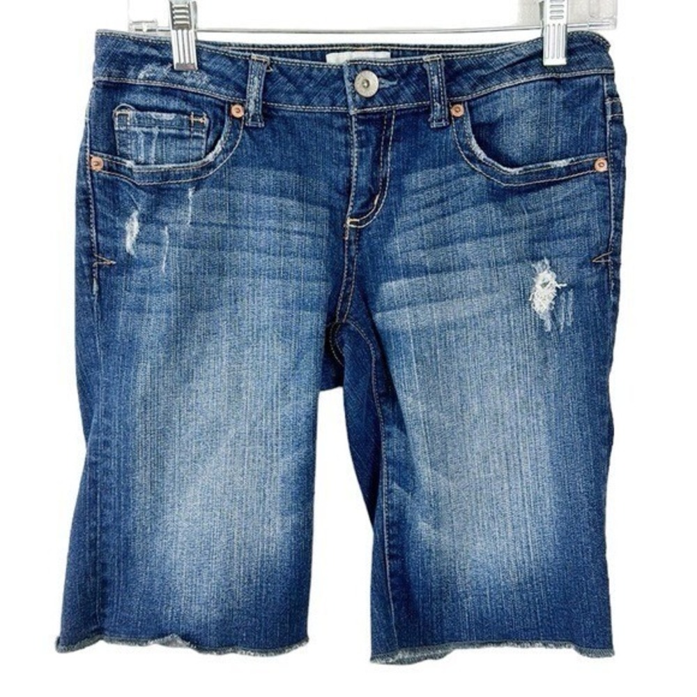 Aeropostale Denim Shorts Size 5/6 Blue Bermuda‎ Inseam 10.5" Distressed